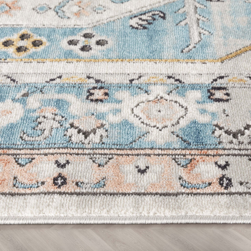 Well Woven Indira Oriental Blue/Ivory Area Rug Wayfair